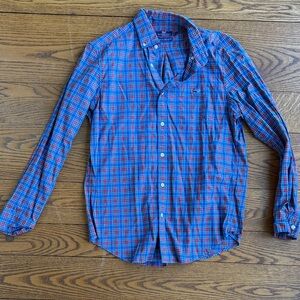 Vineyard Vines Blue & Red Plaid Cotton Button-Down Shirt